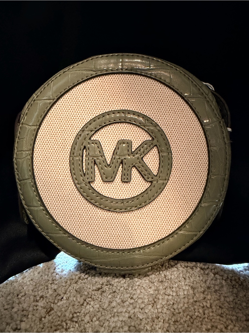Authentic Michael Kors Olive & Cream Round Crossbody Bag